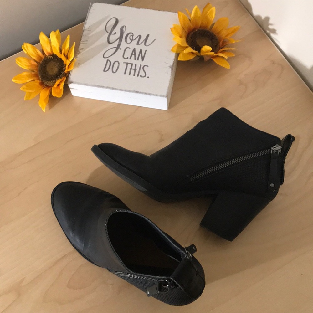 Black zipper booties